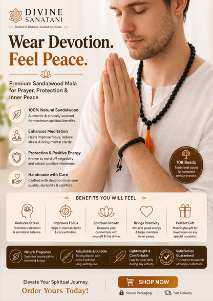 Divine Sanatani Karungalu Mala(108 Beads) & Karungali Bracelet Combo