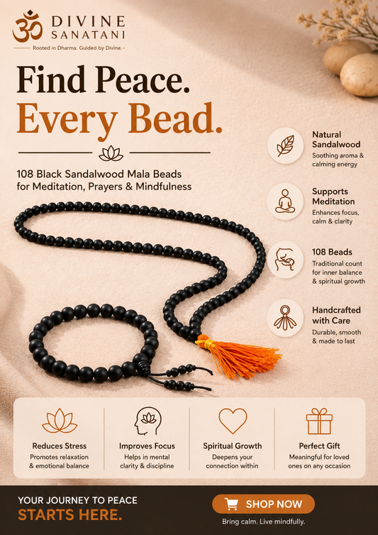 Divine Sanatani Karungalu Mala(108 Beads) & Karungali Bracelet Combo