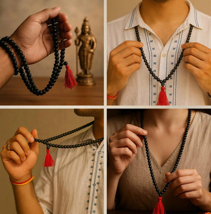 Original Karungali Malai 108 Ebony Blackwood Beads Lab Tested and Government Certified