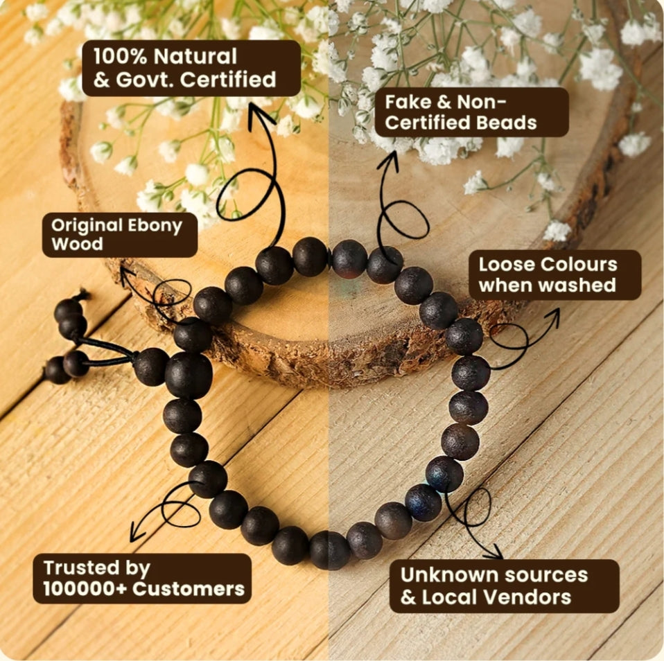 Original Karungali Malai 108 Ebony Blackwood Beads Lab Tested and Government Certified