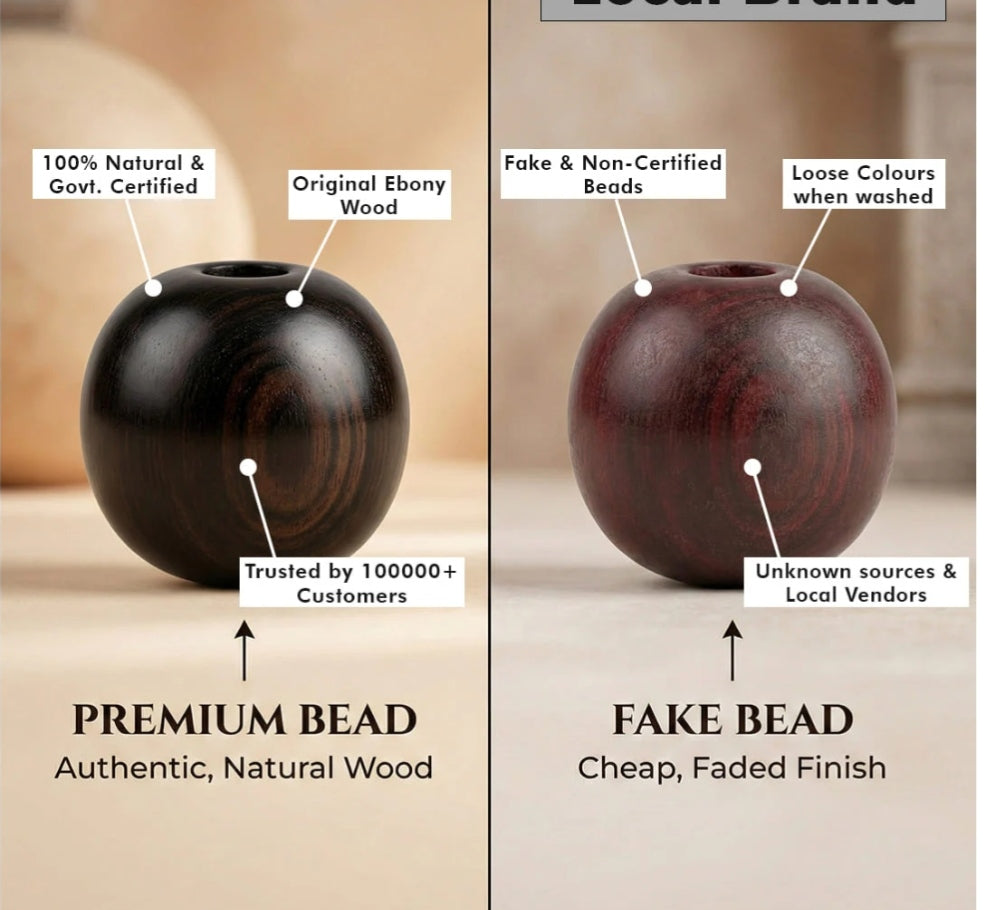 Original Karungali Malai 108 Ebony Blackwood Beads Lab Tested and Government Certified