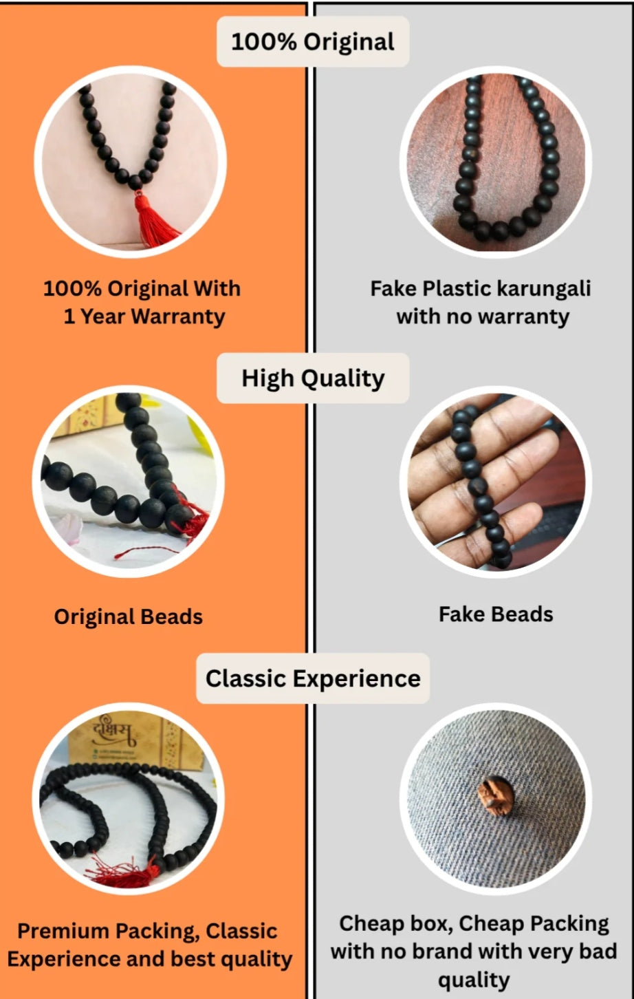 Original Karungali Malai 108 Ebony Blackwood Beads Lab Tested and Government Certified