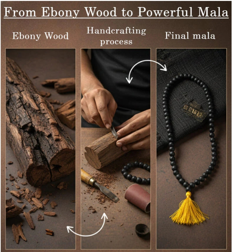 Original Karungali Malai 108 Ebony Blackwood Beads Lab Tested and Government Certified